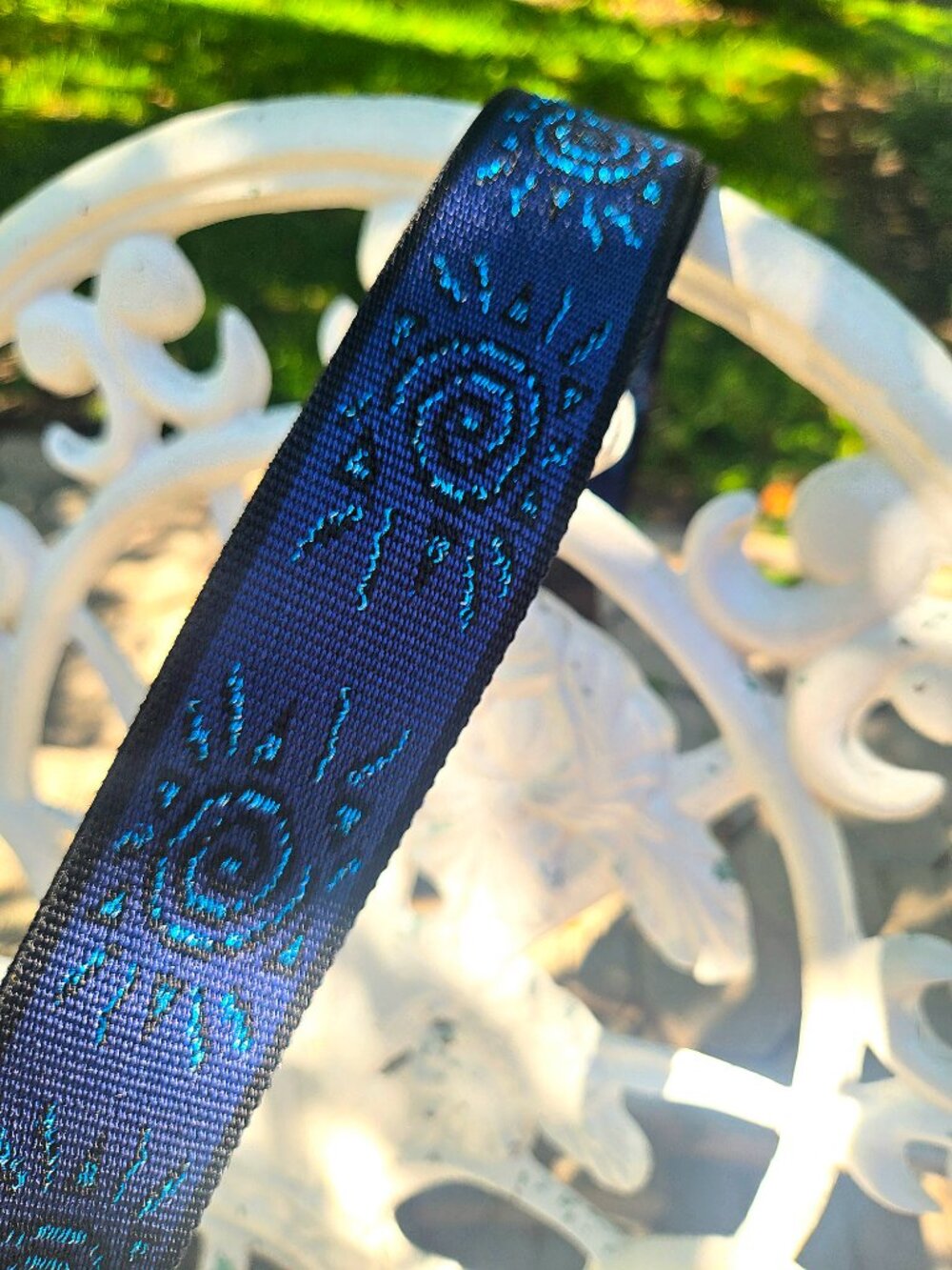 D'Addario Planet Waves Auto Lock Vintage Guitar Strap Suns Blue Woven 2" Strap - Picture 4 of 13